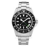 REGAN HARNEY RH009-03 GMT-AVIATOR Silver Dial Black Stainless Steel